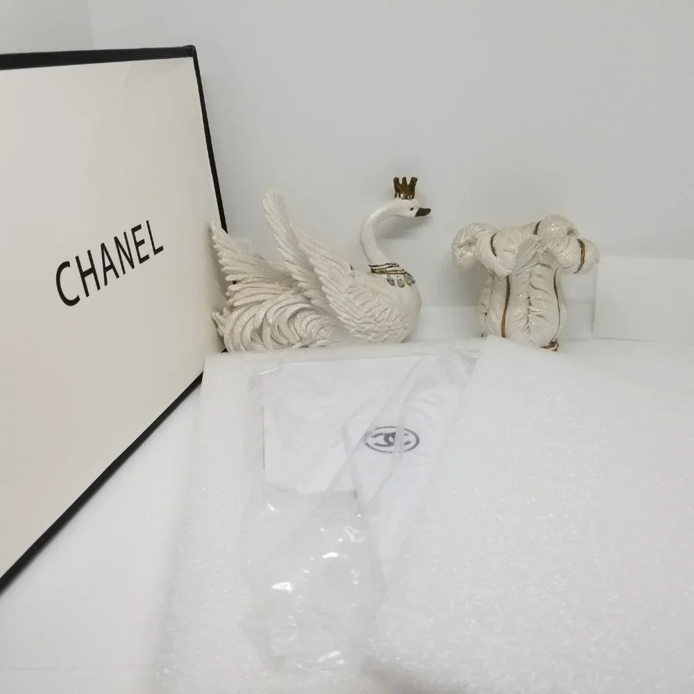 Chanel Hand Held Makeup Mirror Beveled Edge Cut NIB White